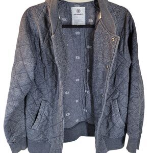 On the Byas Mens Sz M Gray Solid Long Sleeve Quilted Snap Jacket
